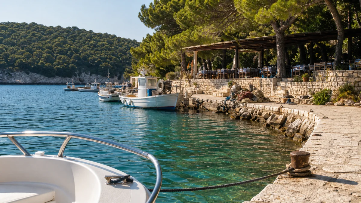 Konobas reachable by boat from Rabac — featured illustration.